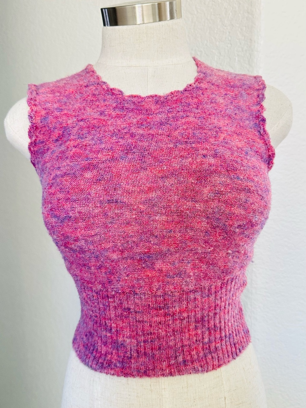 Danielle Guizio Pink Speckled Knit Crop Top